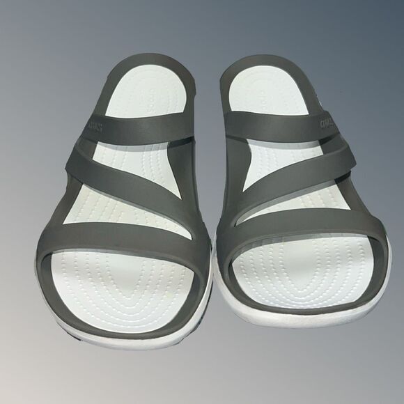 Crocs Swiftwater Iconic Comfort Strappy Slip On Sandal Gray White Women's 9 - Picture 6 of 6